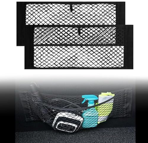QWEERASS 2pcs Car Cargo Net, for Tesla Model Y 2021-2023 2024 Car Boot Nets Trunk Net Highly Elastic Cargo Net Stretchable Safety Net Heavy Duty Tie-Down Mesh,Suitable for glossy surface