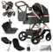 Bergsteiger Nizza 3 in 1 Kinderwagen, Kombikinderwagen Komplettset, Auto-Babyschale & Isofix Station, Babywanne & Buggy Sportsitz inklusive