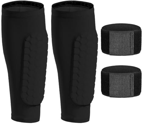 HDGSAFD 1 Par De Protectores para Piernas Y 2 Piezas De Correas para Piernas, Calentadores Anticolisión, Calentadores Elásticos para Piernas, Adecuados para Correr, Fútbol, Montañismo Y Ciclismo