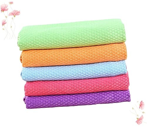 ORFOFE 5 Stück Faser-reinigungstücher 30 X 40 cm Muster Hohe Saugfähigkeit Maschinenwaschbar Robust Nicht Fusselnd Für Küche Und Zuhause Zufällige Farbe