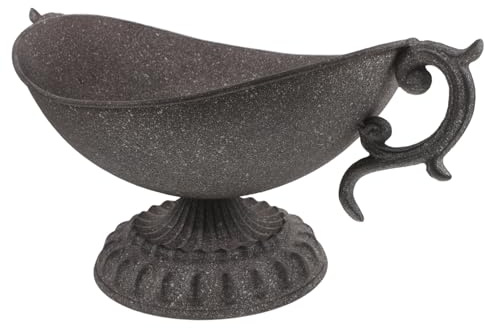VINTORKY Vintage Iron Urn Planter with Dual Handles for Stable Placement and Easy Transportation, Home Garden Pot and Table Centerpiece with Rustic Charm
