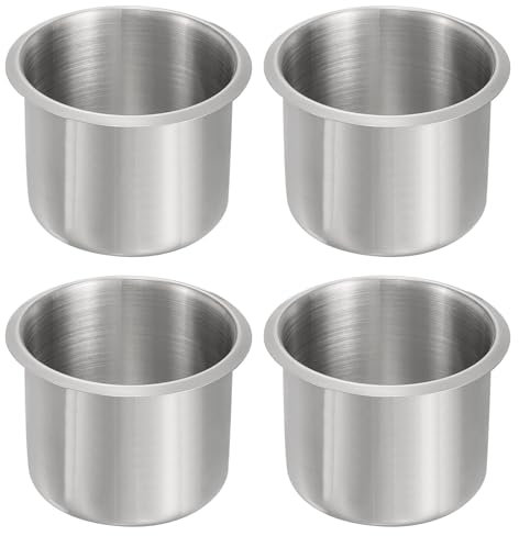 sourcing map 4 Pcs 201 Stainless Steel Drop-in Cup, 2.28 x 3.2 Drink Can Holder Poker Table Cup Holder Insert for Sofa Boat Car Marine, Silver