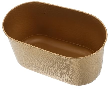 Cabilock Pot De Fleurs Ovale Jardinière en Métal pour Plantes D'intérieur Vase Décoratif À Texture Martelée pour La Décoration Intérieure