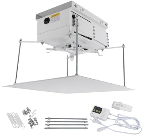 DAOHHFO Support de plafond électrique pour projecteur avec télécommande, compatible avec les projecteurs, capacité de charge maximale de 10 kg, course de 1 m, 220 V