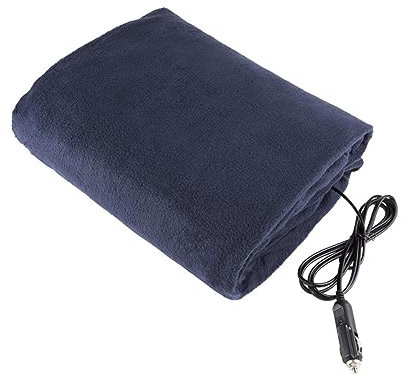 Alipis 12v Heated Navy Blue Heated Throw Warm Insulated Travel for Winter Vehicle Use