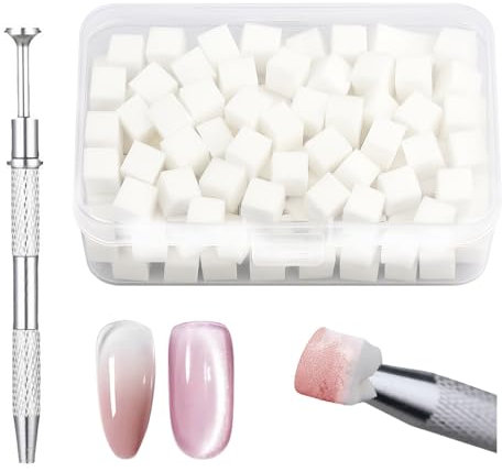 200 PCS Nail Sponges for Ombre, Soft Nail Art Sponges With 4 Claws Metal Grabber, Ombre Nail Brush, Manicure Nail Art Tools, Professional Nail Accessories Supplies for Home and Salon Use