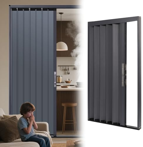 Falttür Innentüren Faltbare Trennwandtür für Küche und Wohnzimmer, Schiebetüren für den Innen- und Außenbereich, Sicherheitsgitter Ohne Bohren(60x200cm (23.6x78.7in))