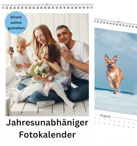 Fotokalender 2027 online gestalten I Mit eigenen Fotos selbstgestalten I Personalisierter Wandkalender A4 jahresunabhängig I Startmonat frei wählbar