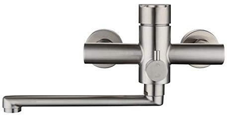 Wandmontierte Küchenarmaturen, Edelstahl 304 gebürstet, Wandmontage, Warmwasserhahn, Spüle, Spülbecken, Waschbecken, Doppelwaschbecken