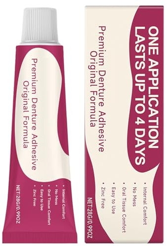 Cream Adesiva Per Le Dentiere - Crema A Lunga Durata Da 28 Grammi | Adesivo Sicuro Per Dentiere - Per Casa Salute Stile Di Vita Routine Comfort Igiene Cura Personale Quotidiana Anziani