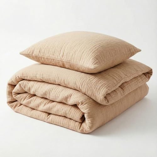 Mooskind Musselin Kinderbettwäsche 100x135 cm mit Kissenbezug 40x60 cm [Hellbeige] – 100% Bio Baumwolle & Ökotex geprüft – Musselin Bettwäsche Kinder Set für Mädchen & Jungen – Made in Europe