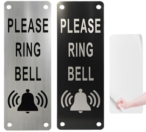 6Pcs Please Ring The Bell Door Sign,15x5cm Self Adhesive Doorbell Stickers With Adhesive Backing For Door Office Home Shop (Black Silver)