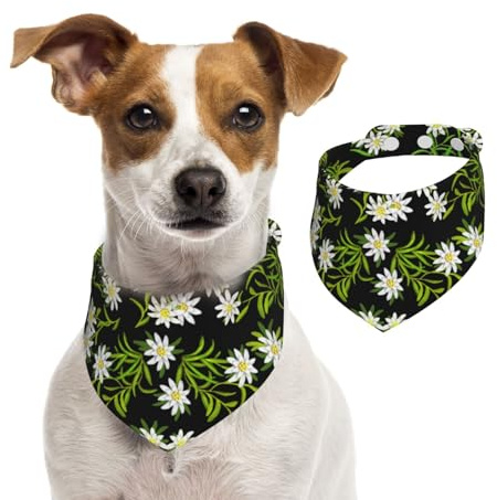 Hundehalstuch, Schweizer Edelweiß, Blumenmuster, Baumwolle, verstellbare Lätzchen für Haustiere, Größe M