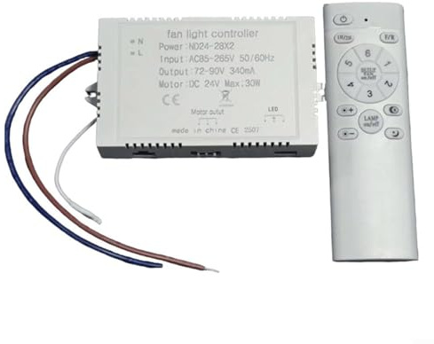 Bordfly Ventilatore da soffitto trasformatore luce con telecomando ricevitore per lampade a LED AC 85-265V a DC 240mA o 340mA in robusto ABS (340mA)