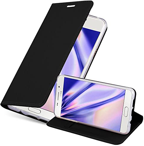 Cadorabo Hülle kompatibel mit Samsung Galaxy A3 2016 aus Premium Kunst Leder Flip Klappbare Stoßfeste Magnetische [Standfunktion] [Kartenfächern] Cover Hülle für Galaxy A3 2016 Tasche in Schwarz
