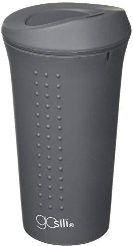 GoSili All Silicone Keep Cup for Coffee and Tea on the go - 16oz/450ml Suitable for Hot and Cold Grande Medio Regular and Medium Size Drinks - Grey