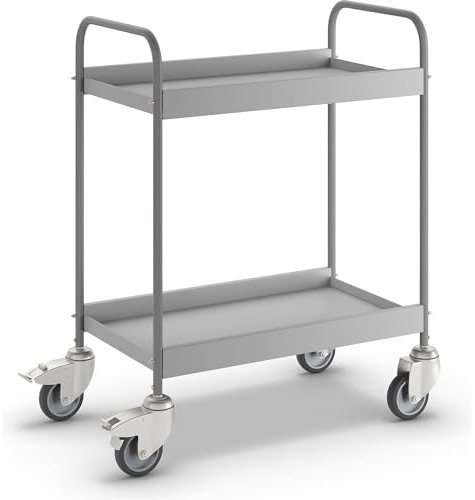 eurokraft | Beistellwagen | mit 4 Lenkrollen | 2 mit Doppelstopp | Rad-Ø 100 mm