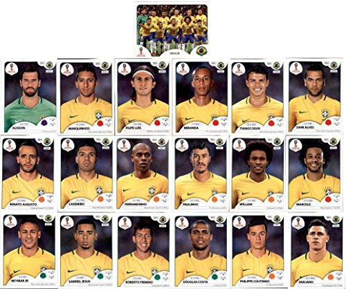 CAGO Lot de stickers à collectionner Panini Coupe du monde 2018 - Équipe du Brésil (sticker 352-371)