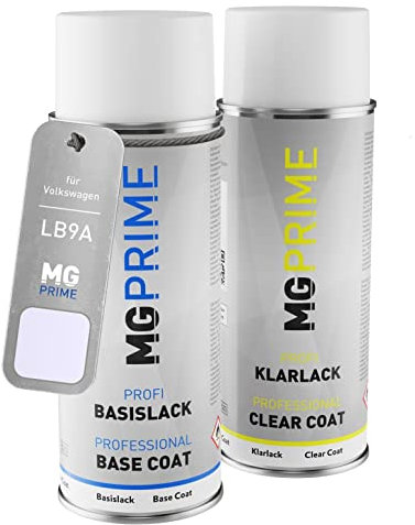 MG PRIME Pintura automotriz Set de aerosoles para Volkswagen VW LB9A / B9A / B4 Candyweiss/Branco Cristal Pintura base pintura transparente, bote de spray de 400 ml