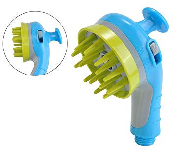 OMEM Hunde-Duschkopf, Hand-Massagebürste, Universalsprühkopf mit Doppelgriffen, Badzubehör (blau)