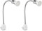 ledscom.de 2 Stück Steckdosenlampe LESCH Leselampe Schwanenhals Schalter Chrom + GU10 LED Lampe weiß 3-Stufen Dimmen: max. 609lm