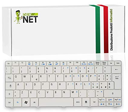 NewNet Keyboards - Tastiera Italiana Compatibile con Notebook eMachines 350 EM350 Packard Bell ZE6A PAV80 Bianco