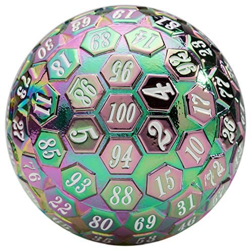Orb of Predestined Fate: Prismatisches Spray – Riesen-Metallpolyedrische D100 Würfel – 45 mm Cool 100 Seiten Premium Neuheit Tischplatten-Rollenspiele