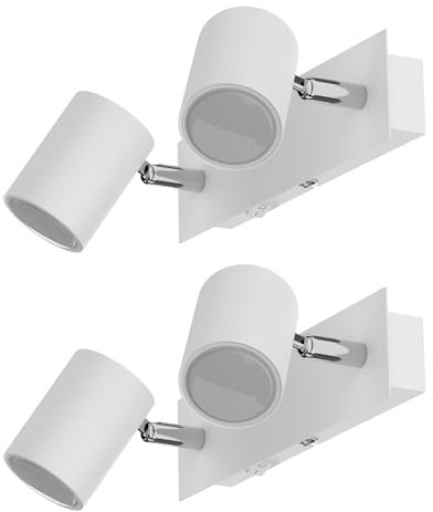 ledscom.de 2 Stück Wandspot WAIKA, zweiflammig, mit Schalter, weiß matt, inkl. LED GU10 Lampen je 450lm warmweiß