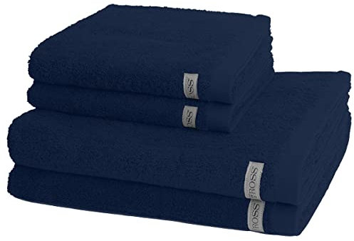 Ross - 4 teiliges Frottier-Set - Sinfonie (2 X Handtuch 2 X Duschtuch im Set) - 500 g/m2 - Baumwolle - Walkfrottee - saugstark - weich und flauschig - Denim