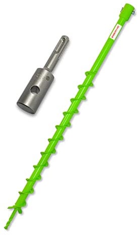 WERHE® Profi Bohrer VollStahl, Erdbohrer für bohrmaschine 40 mm extrem robust mit SDS Plus Adapter - Pfahlbohrer Brunnenbohrer präzise Bohrspitze.