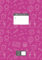 A4 Schulheft für „Vielschreiber“, 80 Seiten, liniert mit Rand (Lineatur 25), weißes Papier: Cover-Farbe: rosa, Illustration Schule, (10 verschiedene ... Seitenzahlen, Adressteil, und Kalender 2022