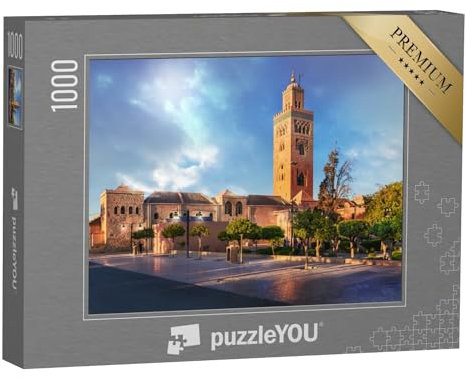 puzzleYOU: Puzzle 1000 Teile „Minarett der Koutoubia-Moschee in Marrakesch, Marokko“ – aus der Puzzle-Kollektion Marrakesch, Städte Weltweit