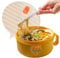 AI LOVE PEACE Microwave Noodle Bowl, BPA-Free 1200ml Soup Mug with Handles, Portable Ramen Container for Students & Offices, Yellow