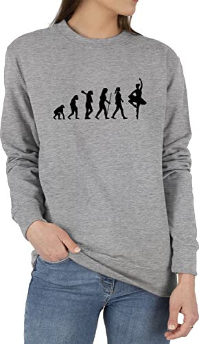 Shirtracer Sweater Pullover Sweatshirt Herren Damen - Entwicklung und Outfit - Ballett Evolution - M - Grau meliert - Geschenk tanzen Tanz Dance tänzer sprüche tänzerin Ballet Pulli Tanzsport tanzen,