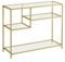 VASAGLE Console, Table de Couloir, Table d'appoint, Verre Trempé, Cadre en Métal, avec Étagères, 35x100x80 cm Moderne, pour Couloir Salon Couleur Or LGT022A61