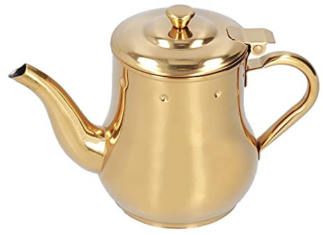 Tetera de acero inoxidable con filtro a prueba de óxido duradera para hoteles, restaurantes, hogares, hervidor de té de 500 ml (dorado) Regalo de San Valentín