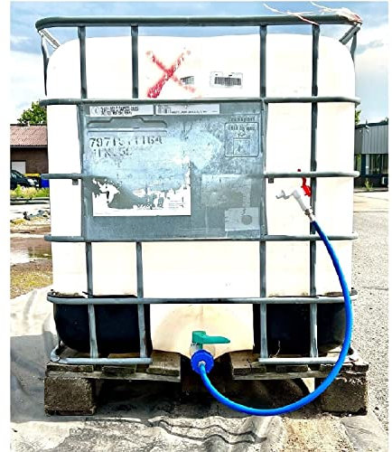 UZMAN - IBC TANK Adapter Verbinder mit Flexibler Wasserschlauch, Hahn, Wassertank, Regentonne Regenwassertank, Verbindungsset Container Garten Bewässerung (1X IBC Tank-Schlauch)
