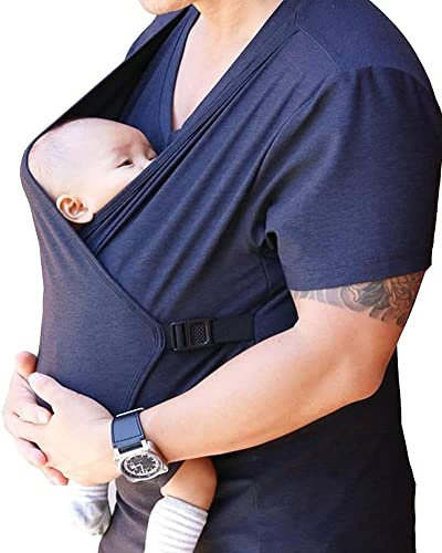Herren Känguru Papa T-Shirt Haut An Haut Babytrage Mama Baby Tanktops Shirt Schwanger Kleider,Blau,L