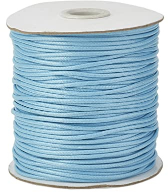 Craftdady Cordoncino intrecciato cerato da 27,7 metri, 2 mm, in similpelle, filo di poliestere cerato, per la realizzazione di collane, bracciali e gioielli, colore: azzurro cielo