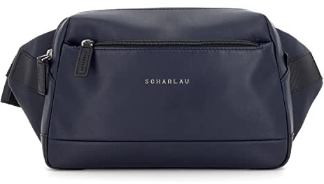 Scharlau Bauchtasche KM 1 - Hochwertiges Rindsleder (Blue / Gray Contrast)