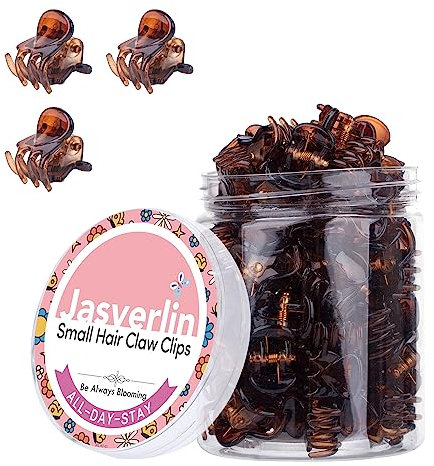 JASVERLIN Lot de 50 petites pinces à cheveux fines et courtes pour femmes et filles - Marron foncé