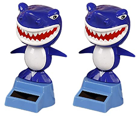 iSpchen Solar Tanz Figur,2 Stück Solarbetriebene Tanzhai Puppen Tanzende Spielzeug Solarfigur Auto Wackelfigur Ornament Tierhai Tanzfigur schwingende Ornamente Auto Armaturenbrett Dekoration