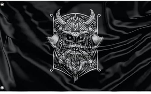 Wikinger-Krieger-Flagge | einzigartiger Designdruck | hergestellt in der EU (90 x 150 cm)