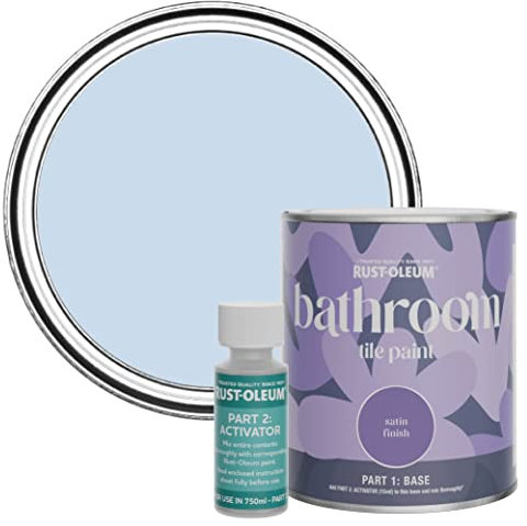 Rust-Oleum Blue Water-Resistant Bathroom Tile Paint in Satin Finish - Blue Sky 750ml