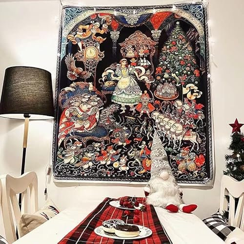 Wandteppich Weihnachten Vintage Nussknacker Hintergrund Tuch Wandbehang Dekoration Decke W59 x L78 / 150 cm x200 cm