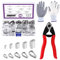 Swpeet Lot de 122 outils de coupe de câble de 20,3 cm jusqu'à 0,6 cm, avec 5 manchons en aluminium à double boucle de sertissage, 5 tailles de dé à coudre en acier inoxydable et gants résistants aux