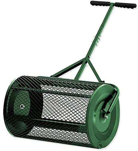 XDLYWUZIQ 24 Inch Compost Spreader, Peat Moss Spreader with Upgrade T Shaped Handle, Durable Lawn Roller for Lawn and Garden Care Manure Spreaders Roller