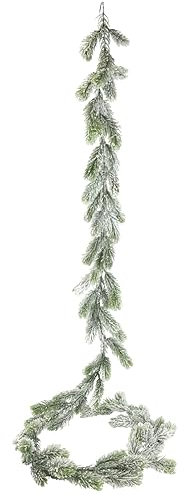 Künstliche Tannengirlande mit Kunstschnee Kette Deko Girlande geeist Tanne Ranke Zweig Weihnachtsgirlande Tisch Tür Weihnachtsdeko X'Mas Adventskranz Zubehör Kranz Weihnachtsdekoration Kunsttanne