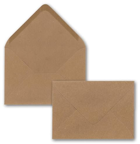 OWLBOOK® Kraftpapier Umschläge 50 Stück 130 g/m² Briefumschläge Kuvert Briefkuvert Briefhülle für Grußkarten Einladung Geburtstagskarten Nassklebung Spitzklappe Umschläge | DIN C6 | 11,4 x 16,2 cm