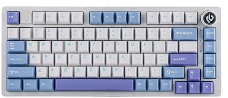 EPOMAKER x LEOBOG Hi75 Aluminum Alloy Wired Mechanical Keyboard, Programmable Gasket-mounted Gaming Keyboard with Mode-Switching Knob, Hot Swappable, NKRO, RGB (White Purple, Graywood V3 Switch)